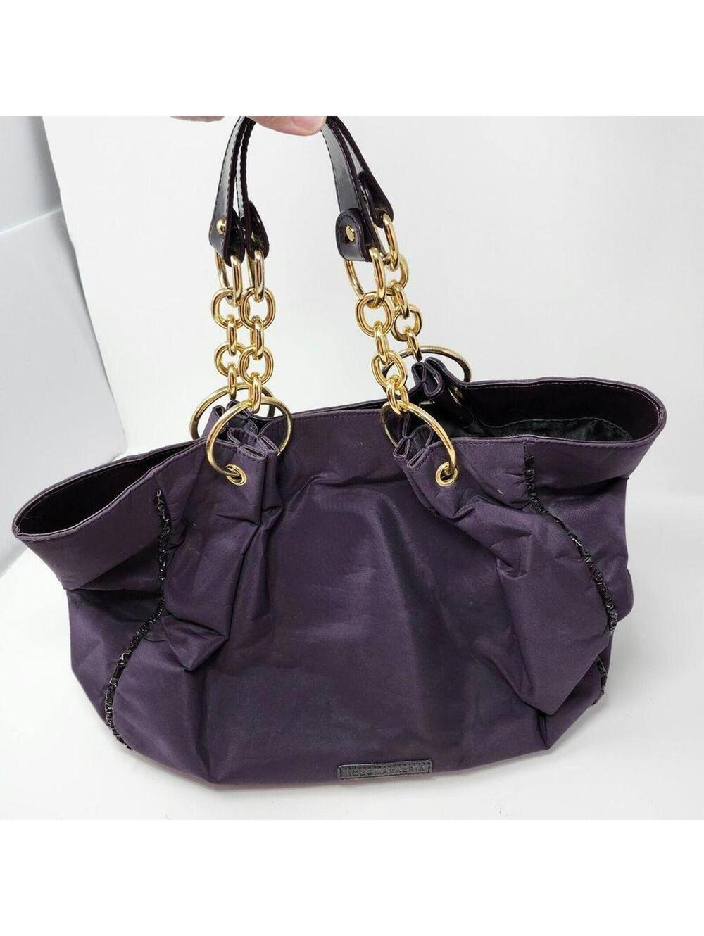 BCBG Max Azria Purple Slouchy Shoulder Bag Gold Chain Medium Tote
